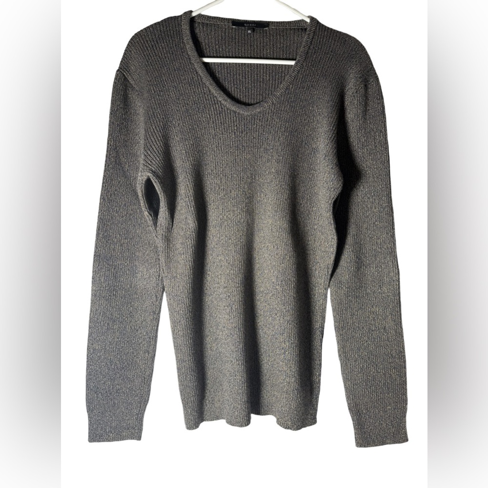 Gucci Black, Gray, Blue Fleck Knit Sweater XL Men’s